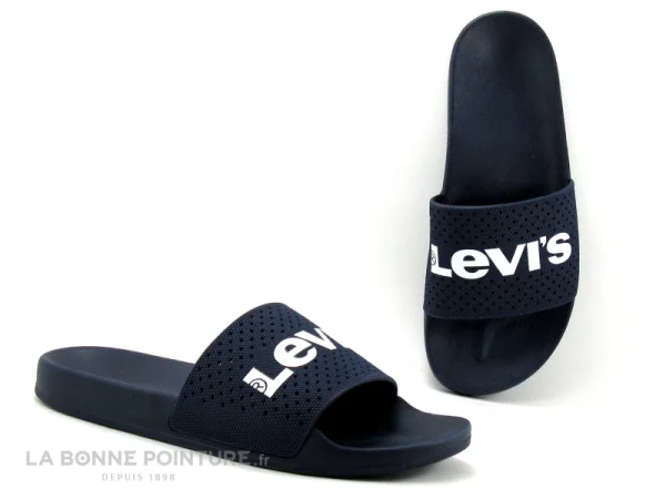 Sortie ✔️ Levi’s Levis JUNE PERF Navy Blue – 233015 – Mule Piscine Homme Marine ❤️ 1