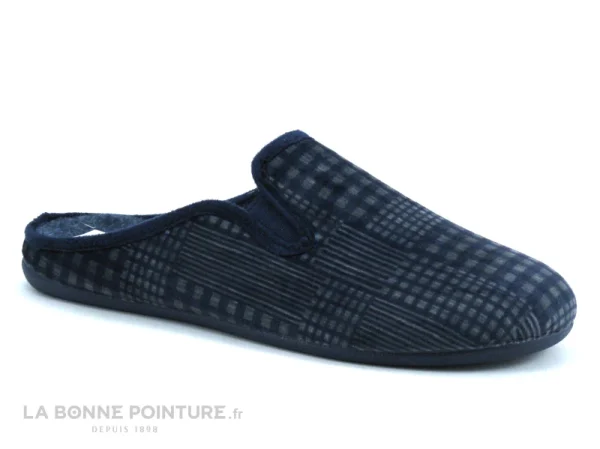 Meilleure affaire ? Ouf ! Ouf BILON Marine Gris – Rayures Et Carreaux – Pantoufle Mule Homme ? 1