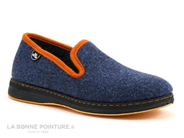 Meilleur prix ? Semelflex SUPER RUBEN Marine – Orange – Charentaise Homme ✔️ 6