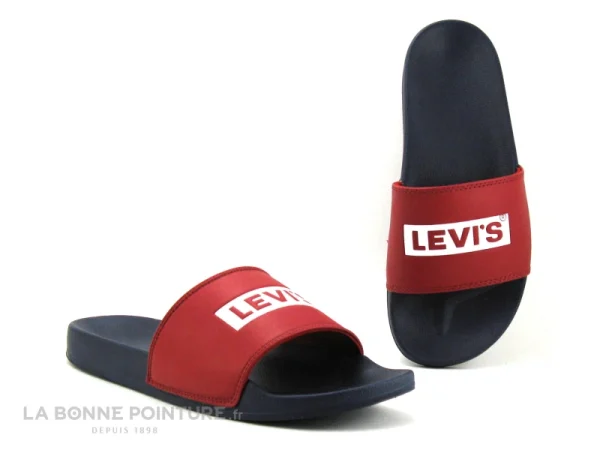 Meilleur prix ? Levi’s Levis JUNE BABYTAB Navy Blue – Mule Homme Bleu Marine – Rouge ? 1