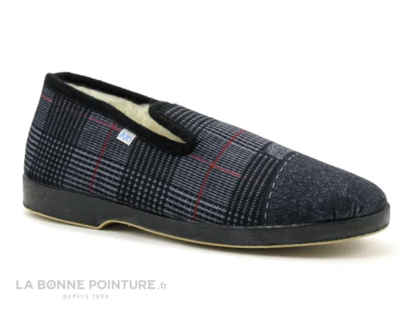 Acheter ? Ouf ! Ouf CABIRE Noir Gris – Chausson Homme Ecossais Fourre Laine ? 1